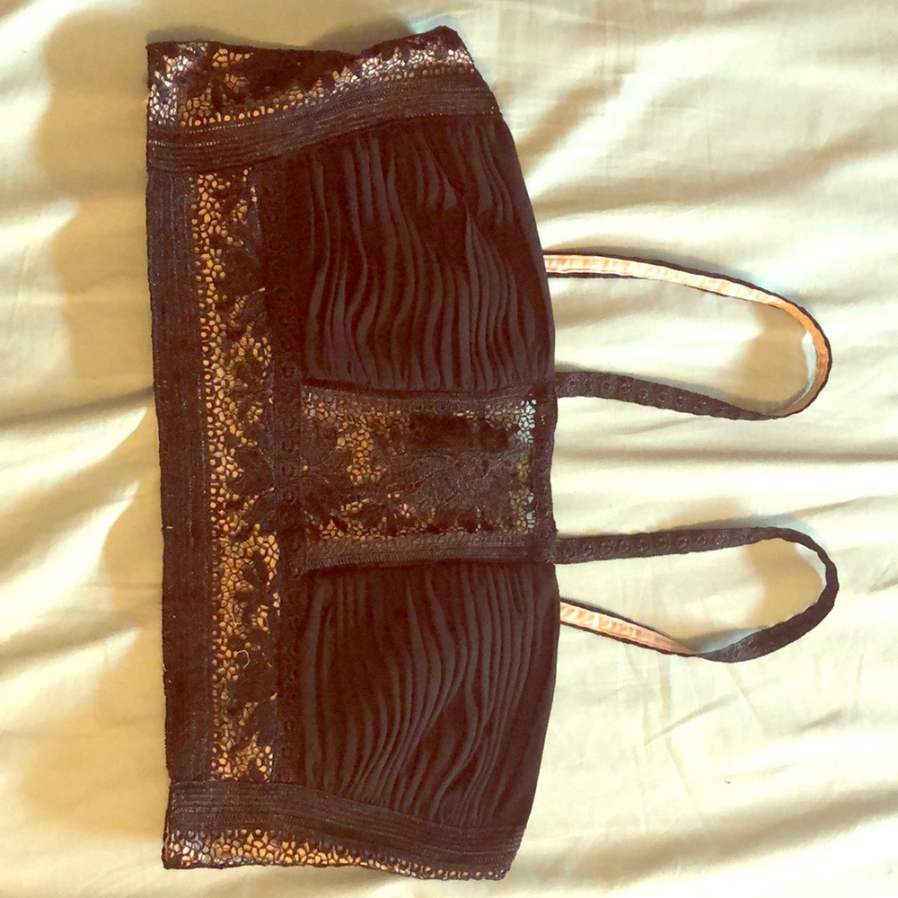 Black lace crop top by “freepeople”